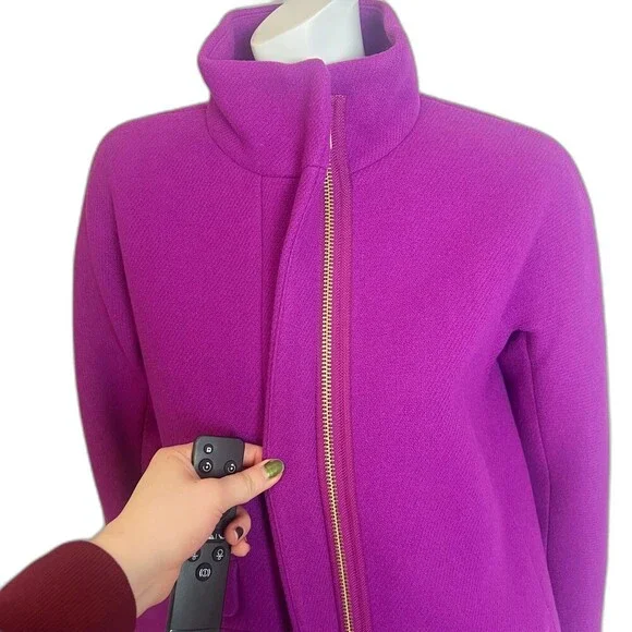 NWT J. Crew Cocoon Stadium Cloth by Nello Gori Bright Purple Wool Jacket Size 4 - Picture 2 of 8